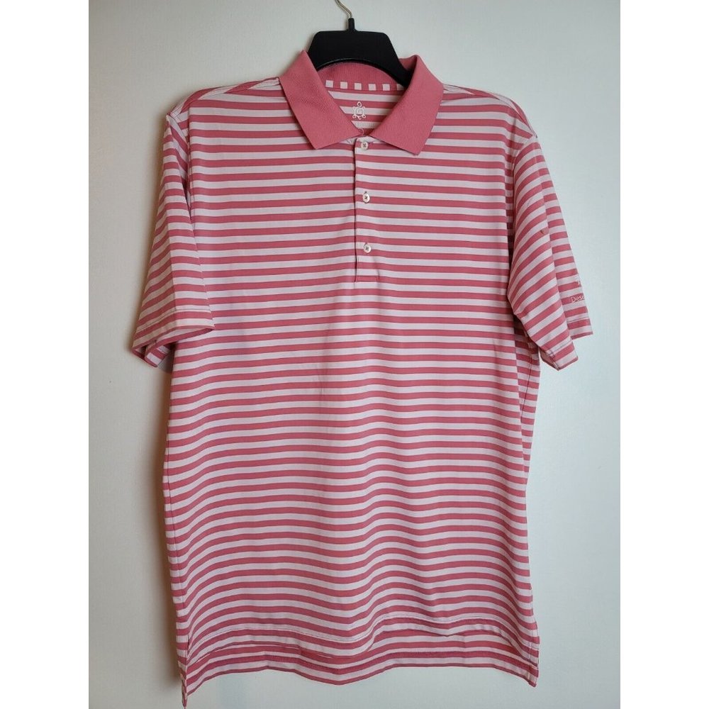 Turtleson Mens' L Golf Pink/White Stripe Short‎ Sleeves Polo Shirt